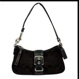 Coach VINTAGE Mini Hampton shoulder bag in black signature canvas